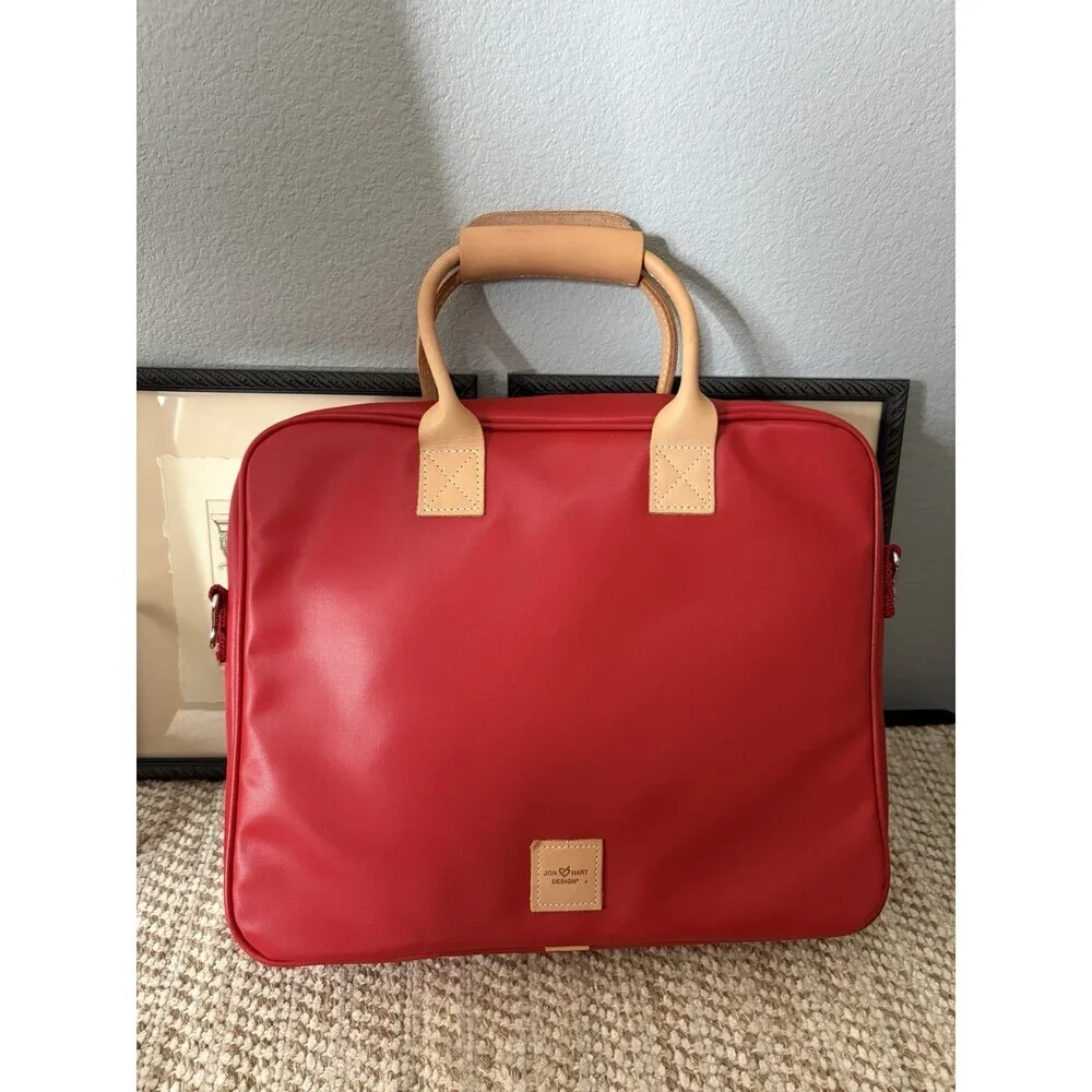 RARE Jon Hart Red Coachman Laptop Work Bag W/Strap and Key Fob Included CLEAN!